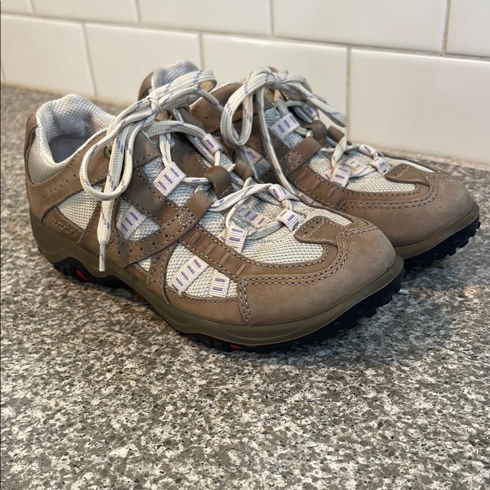 ECCO Receptor Lace Up Leather Hiking Walking Shoes